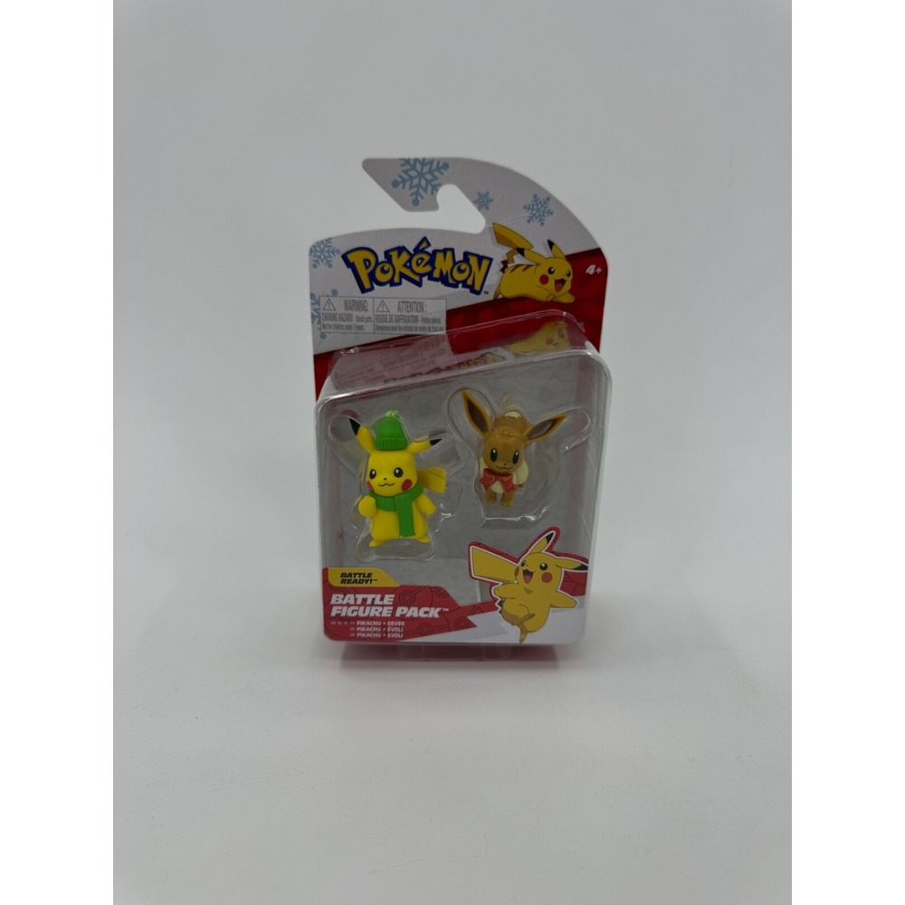 Pokemon 2022 Holiday Eevee & Pikachu Battle‎ Figure Pack Christmas Set New